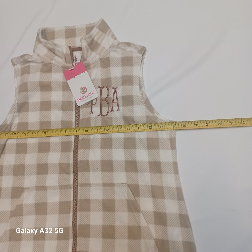 MarleyLilly Women Size M Plaid Sleeveless Zip-Up Vest Offer Are Welcome - Picture 12 of 14